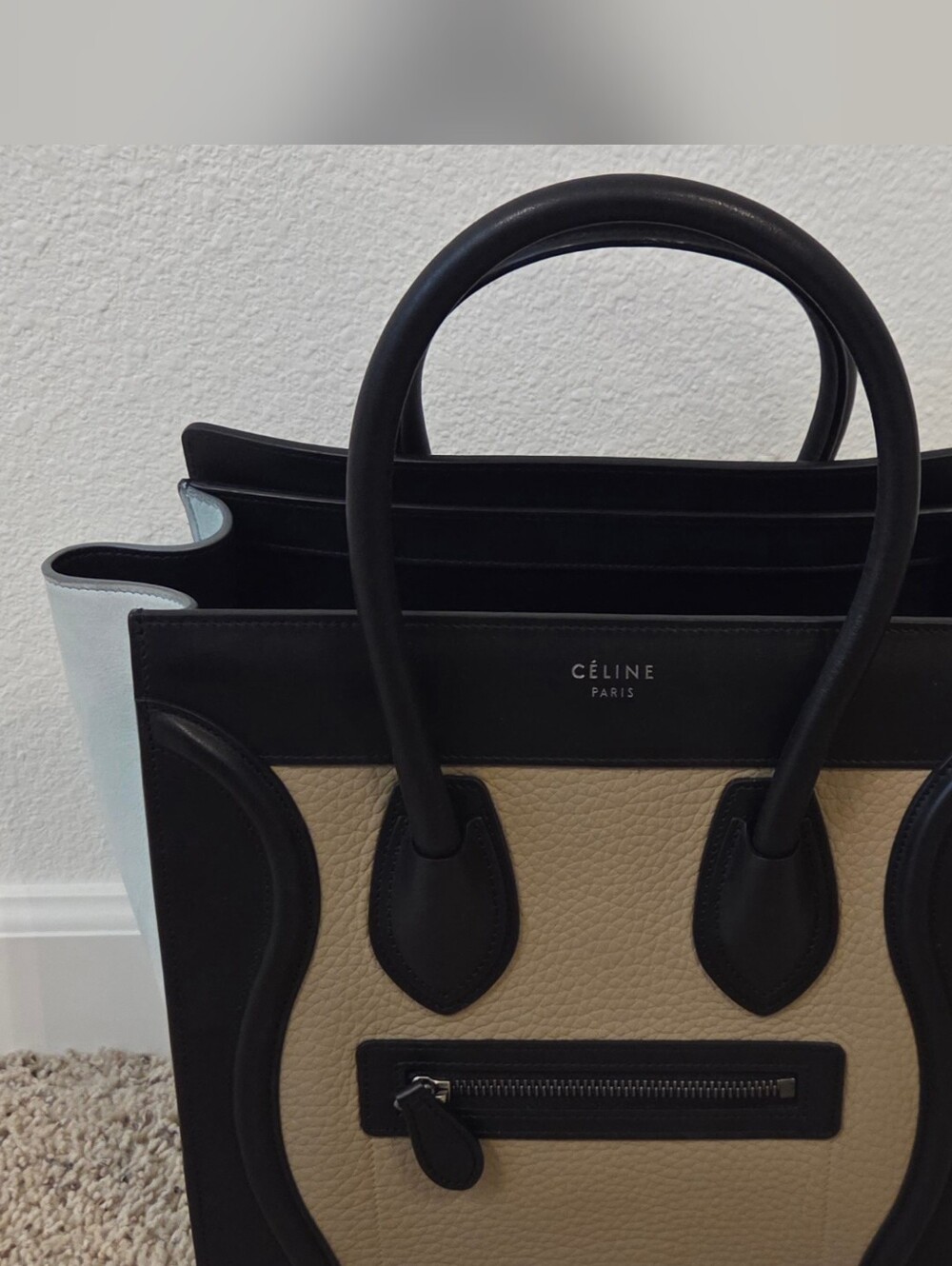 Celine Mini Luggage Tote – Tri-Color Drummed Calfskin Leather With COA - Picture 1 of 9